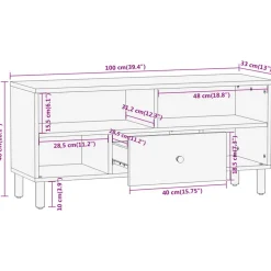 vidaXL Muebles Tv-Mueble de TV madera maciza de acacia 100x33x46 cm