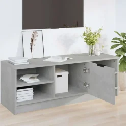 vidaXL Mueble de TV madera contrachapada gris hormigón 102x35,5x36,5cm Gris hormigón Sale