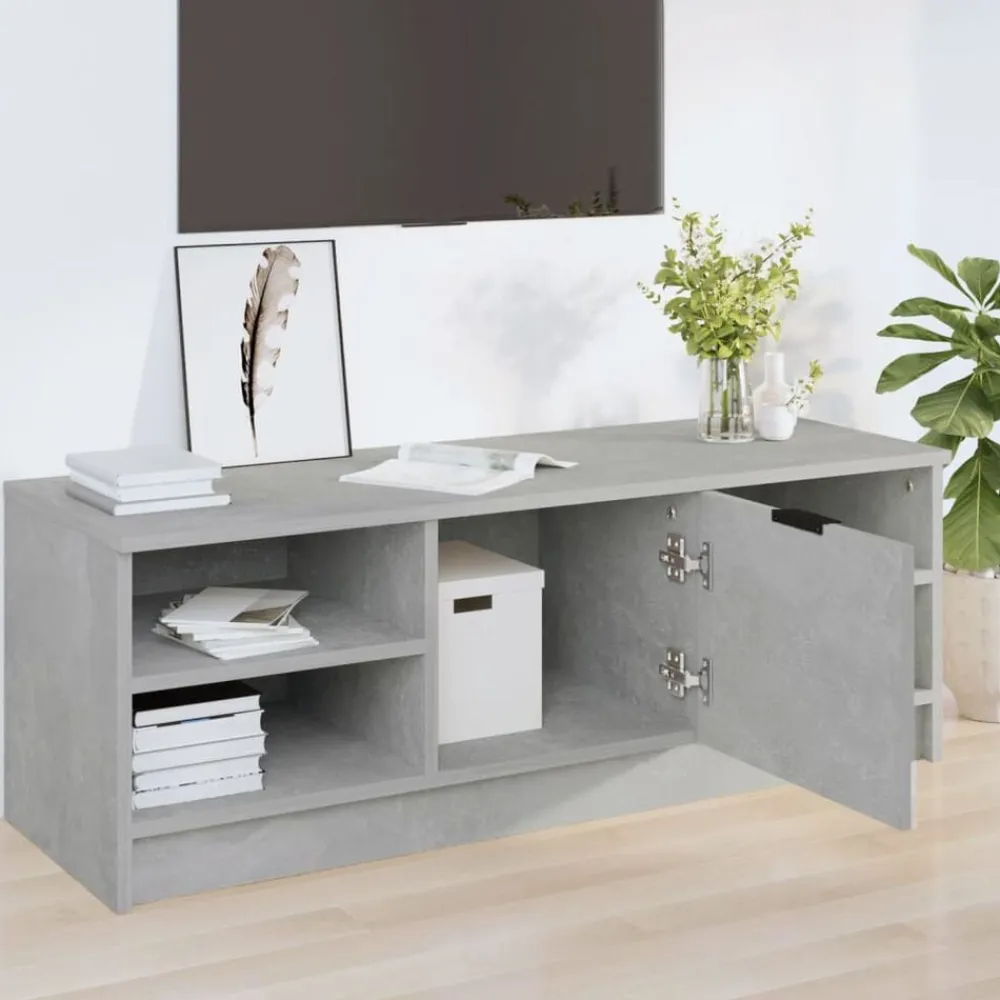 vidaXL Mueble de TV madera contrachapada gris hormigón 102x35,5x36,5cm Gris hormigón Sale