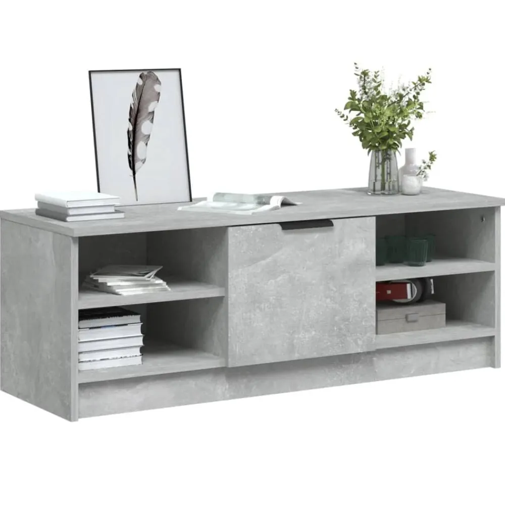 vidaXL Mueble de TV madera contrachapada gris hormigón 102x35,5x36,5cm Gris hormigón Sale