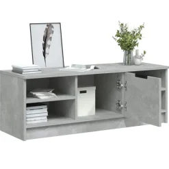 vidaXL Mueble de TV madera contrachapada gris hormigón 102x35,5x36,5cm Gris hormigón Sale