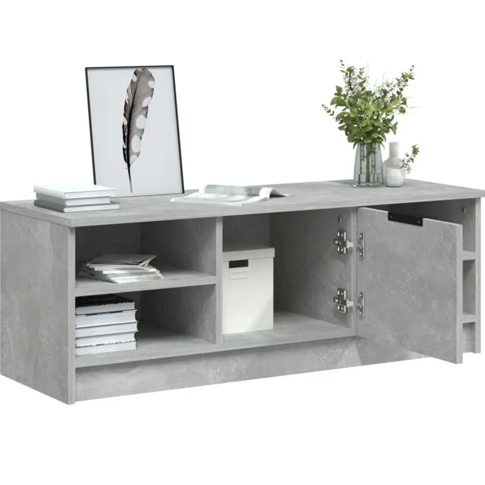 vidaXL Mueble de TV madera contrachapada gris hormigón 102x35,5x36,5cm Gris hormigón Sale