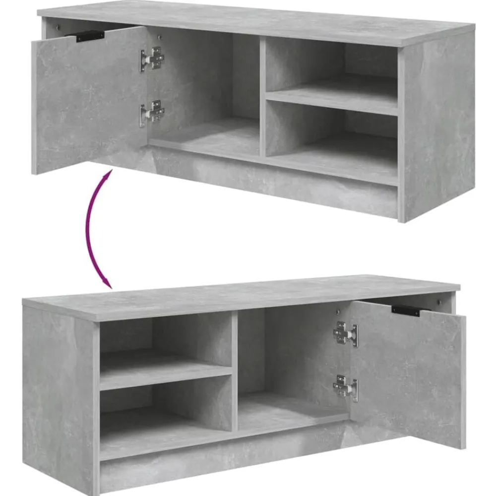 vidaXL Mueble de TV madera contrachapada gris hormigón 102x35,5x36,5cm Gris hormigón Sale
