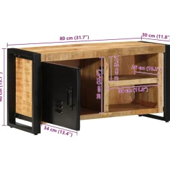 vidaXL Mueble de TV madera maciza de mango rugosa 80x30x40 cm Discount