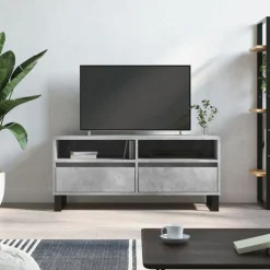 vidaXL Muebles Tv-Mueble de TV madera contrachapada gris hormigón 100x34,5x44,5cm