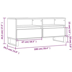 vidaXL Muebles Tv-Mueble de TV madera contrachapada gris hormigón 100x34,5x44,5cm