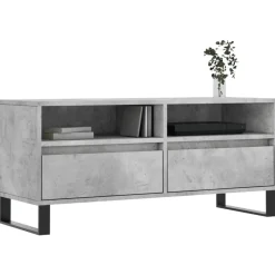 vidaXL Muebles Tv-Mueble de TV madera contrachapada gris hormigón 100x34,5x44,5cm