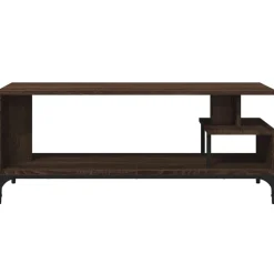 vidaXL Muebles Tv-Mueble de TV madera de ingeniería y acero marrón 102x40x41 cm