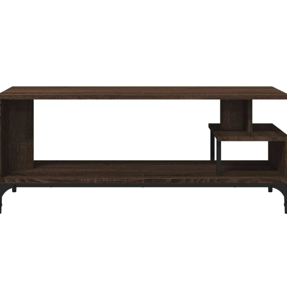 vidaXL Muebles Tv-Mueble de TV madera de ingeniería y acero marrón 102x40x41 cm