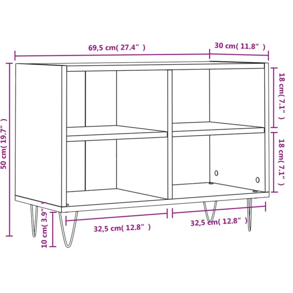 vidaXL Muebles Tv-Mueble de TV madera de ingeniería 69,5x30x50 cm