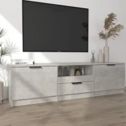 vidaXL Muebles Tv-Mueble de TV madera contrachapada gris hormigón 140x35x40 cm