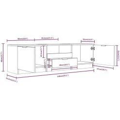 vidaXL Muebles Tv-Mueble de TV madera contrachapada gris hormigón 140x35x40 cm