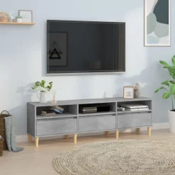 vidaXL Mueble de TV madera contrachapada gris hormigón 150x30x44,5 cm Gris hormig&oacute;n Discount