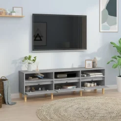 vidaXL Mueble de TV madera contrachapada gris hormigón 150x30x44,5 cm Gris hormig&oacute;n Discount