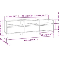 vidaXL Mueble de TV madera contrachapada gris hormigón 150x30x44,5 cm Gris hormig&oacute;n Discount