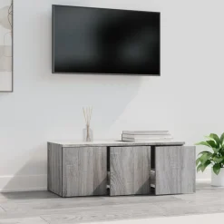 vidaXL Mueble de TV madera contrachapada 80x34x30 cm Gris sonoma New