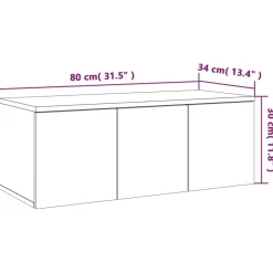 vidaXL Mueble de TV madera contrachapada 80x34x30 cm Gris sonoma New