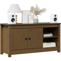 vidaXL Mueble de TV madera maciza de pino marrón miel 103x36,5x52 cm Marrón miel Clearance