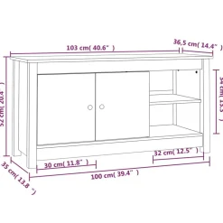 vidaXL Mueble de TV madera maciza de pino marrón miel 103x36,5x52 cm Marrón miel Clearance
