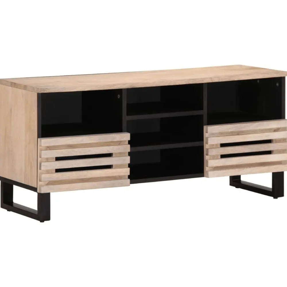vidaXL Mueble de TV madera maciza de mango 100x34x46 cm Marrón claro Discount