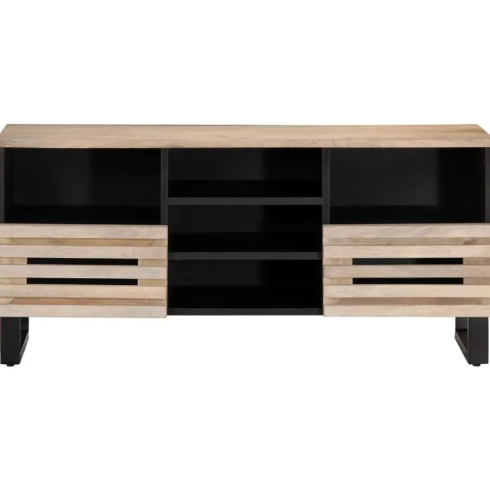 vidaXL Mueble de TV madera maciza de mango 100x34x46 cm Marrón claro Discount