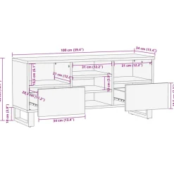 vidaXL Mueble de TV madera maciza de mango 100x34x46 cm Marrón claro Discount