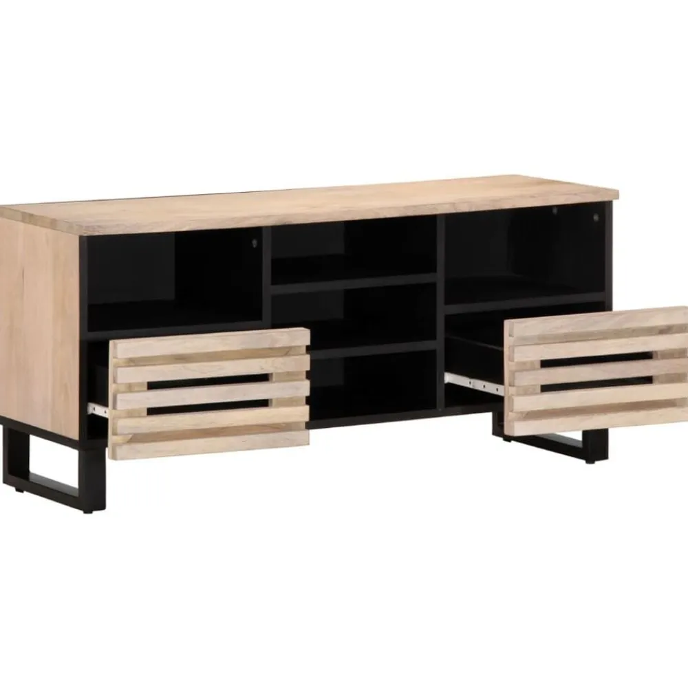 vidaXL Mueble de TV madera maciza de mango 100x34x46 cm Marrón claro Discount