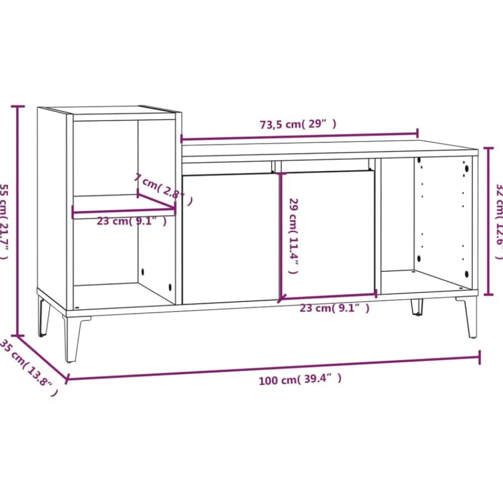 vidaXL Muebles Tv-Mueble de TV madera contrachapada 100x35x55 cm