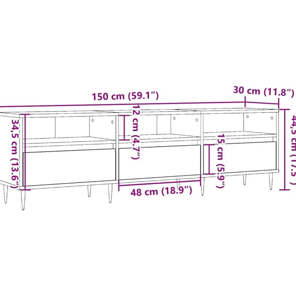 vidaXL Mueble de TV madera ingeniería madera envejecida 150x30x44,5 cm Madera antigua Sale