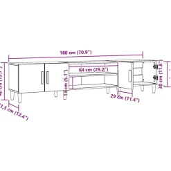vidaXL Mueble de TV madera de ingeniería 180x31,5x40 cm Roble artisan Clearance
