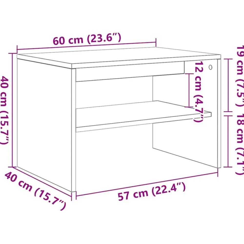 vidaXL Mueble de TV madera de ingeniería 60x40x40 cm Roble ahumado New