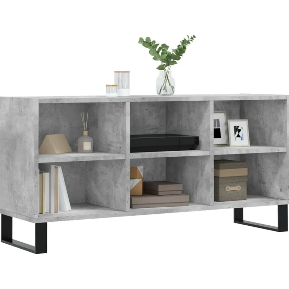 vidaXL Mueble de TV madera de ingeniería gris hormigón 103,5x30x50 cm Gris hormigón Sale