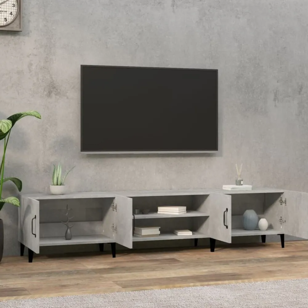 vidaXL Mueble de TV madera contrachapada gris hormigón 180x31,5x40 cm Gris hormigón Discount