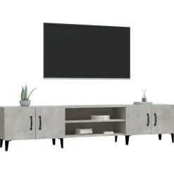 vidaXL Mueble de TV madera contrachapada gris hormigón 180x31,5x40 cm Gris hormigón Discount