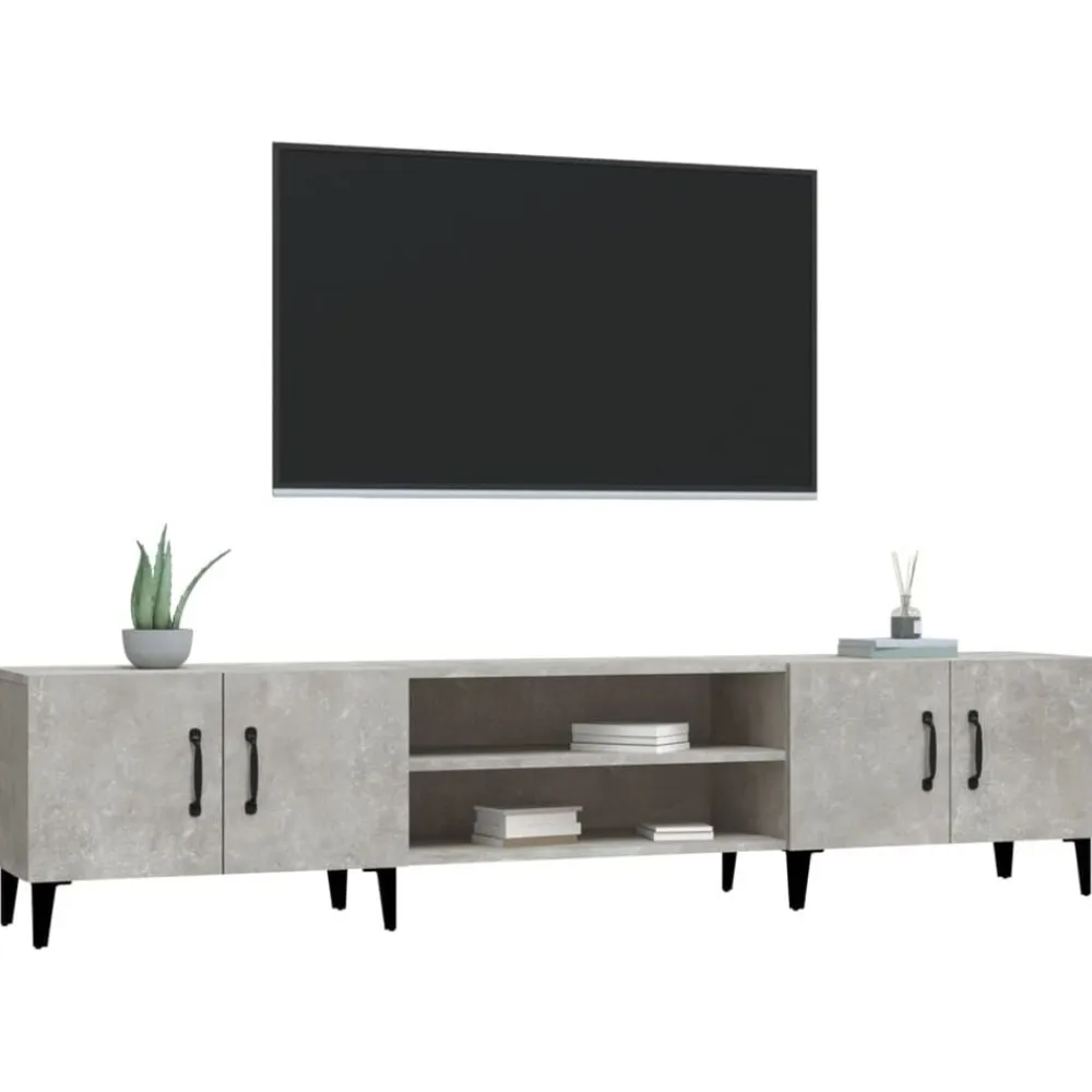 vidaXL Mueble de TV madera contrachapada gris hormigón 180x31,5x40 cm Gris hormigón Discount