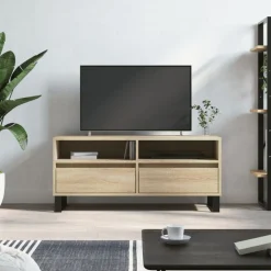 vidaXL Mueble de TV madera contrachapada 100x34,5x44,5 cm Roble Sonoma Clearance
