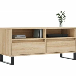 vidaXL Mueble de TV madera contrachapada 100x34,5x44,5 cm Roble Sonoma Clearance