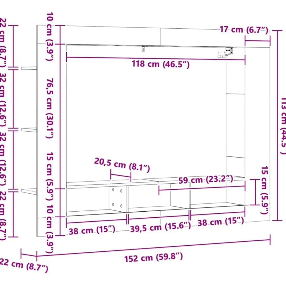 vidaXL Muebles Tv-Mueble de TV madera de ingeniería 152x22x113 cm