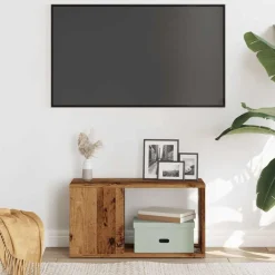 vidaXL Estanterías-Mueble de TV madera de ingeniería envejecida 60x24x32 cm