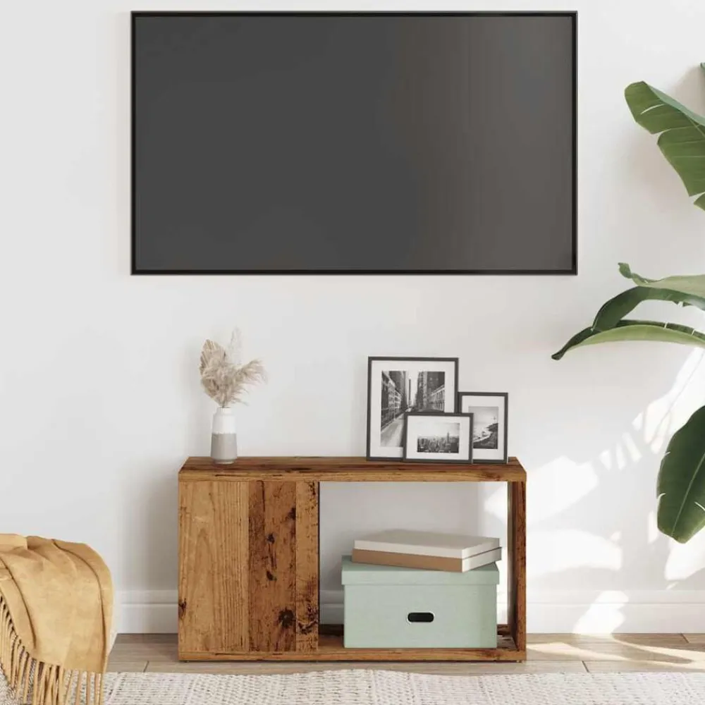 vidaXL Estanterías-Mueble de TV madera de ingeniería envejecida 60x24x32 cm