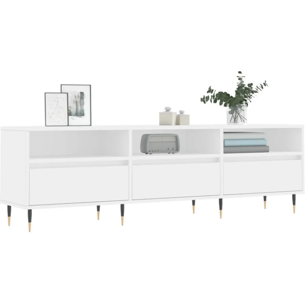 vidaXL Mueble de TV madera contrachapada 150x30x44,5 cm Blanco Online