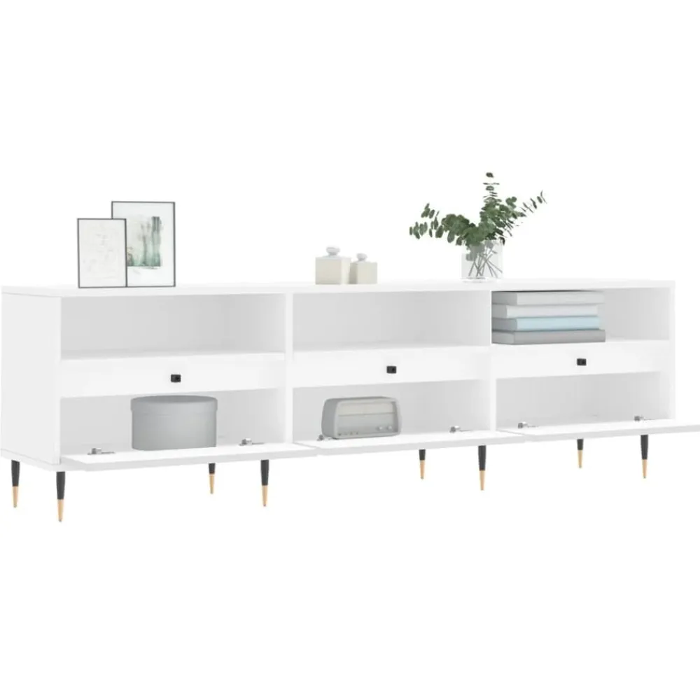 vidaXL Mueble de TV madera contrachapada 150x30x44,5 cm Blanco Online