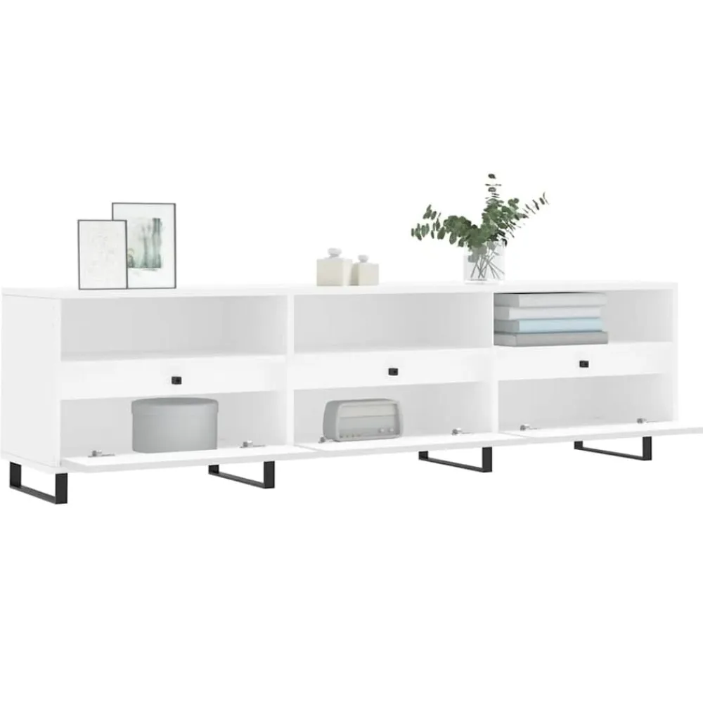 vidaXL Mueble de TV madera contrachapada 150x30x44,5 cm Blanco