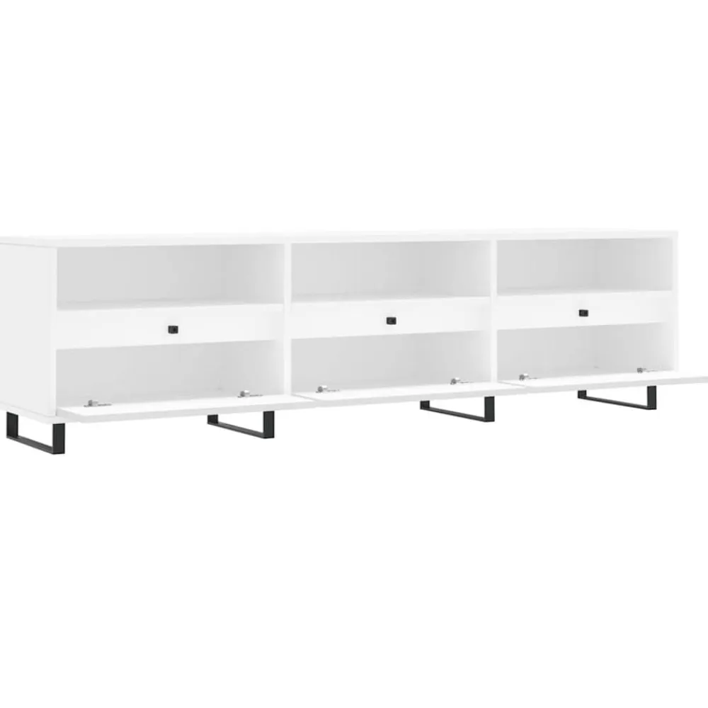vidaXL Mueble de TV madera contrachapada 150x30x44,5 cm Blanco