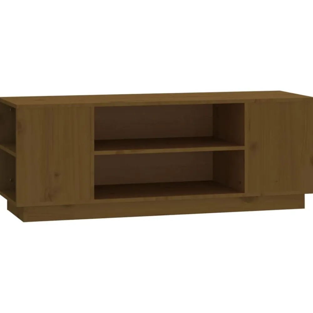 vidaXL Mueble de TV madera maciza de pino marrón miel 110x35x40,5 cm Marrón miel Online