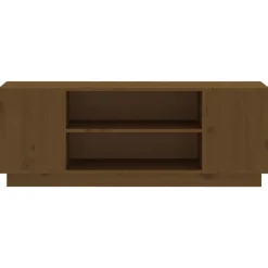 vidaXL Mueble de TV madera maciza de pino marrón miel 110x35x40,5 cm Marrón miel Online