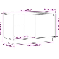 vidaXL Mueble de TV madera maciza de pino marrón miel 74x35x44 cm Marrón miel Outlet
