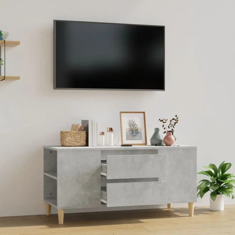 vidaXL Mueble de TV madera contrachapada gris hormigón 102x44,5x50 cm Gris hormigón