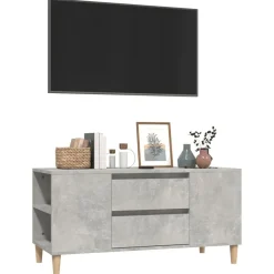 vidaXL Mueble de TV madera contrachapada gris hormigón 102x44,5x50 cm Gris hormigón