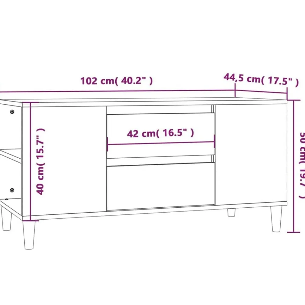 vidaXL Mueble de TV madera contrachapada gris hormigón 102x44,5x50 cm Gris hormigón